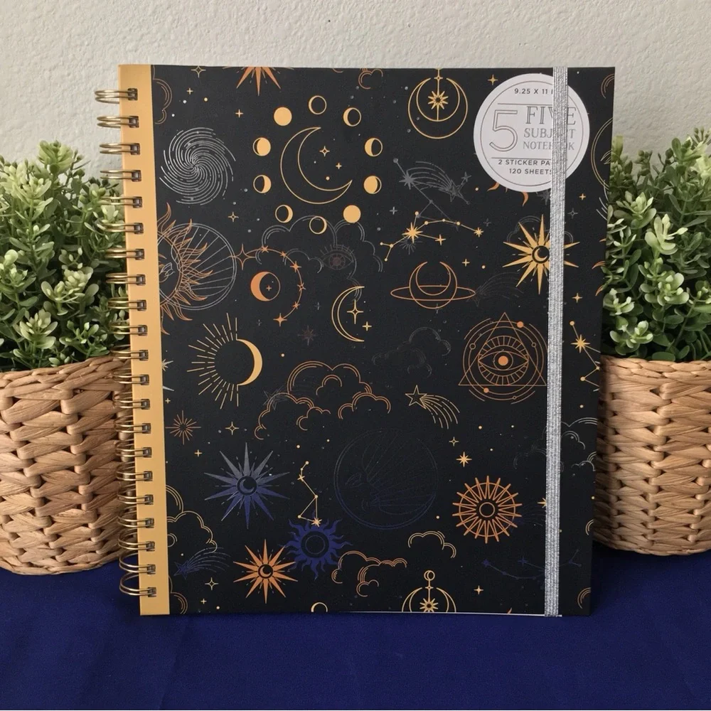 Celestial Galaxy Moon Spiral Notebook